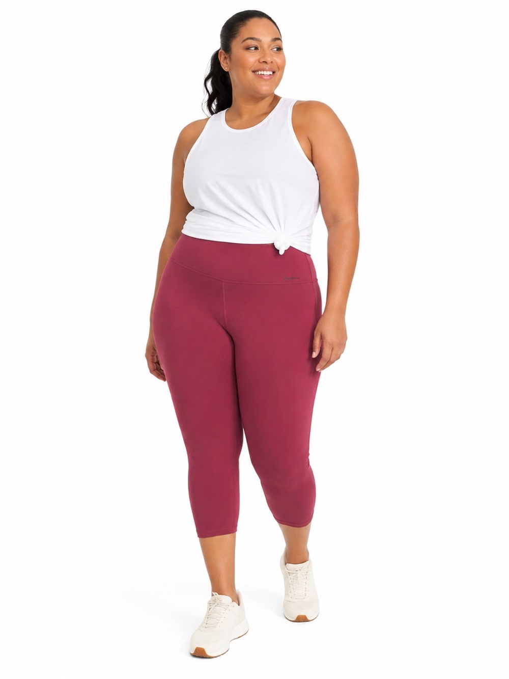 Eddie Bauer Astir mauve high rise claret stretch activewear capri leggings 2XL